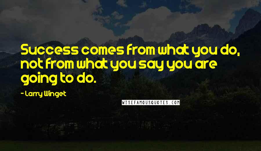 Larry Winget Quotes: Success comes from what you do, not from what you say you are going to do.