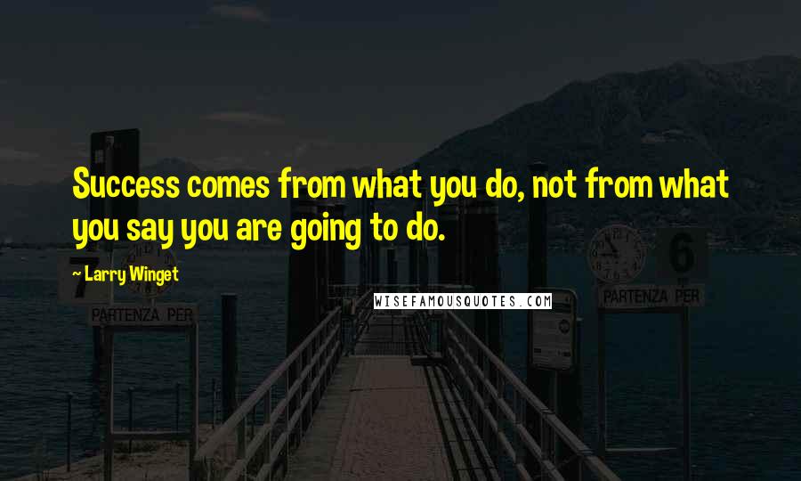 Larry Winget Quotes: Success comes from what you do, not from what you say you are going to do.