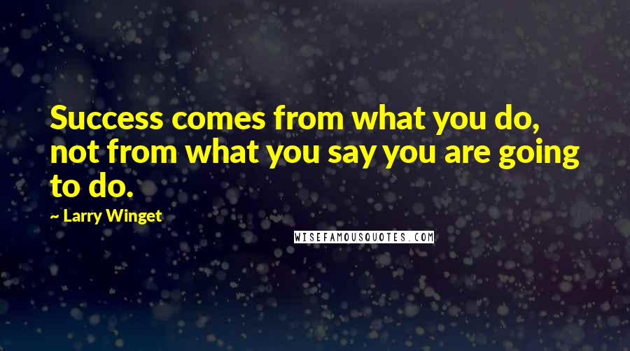 Larry Winget Quotes: Success comes from what you do, not from what you say you are going to do.