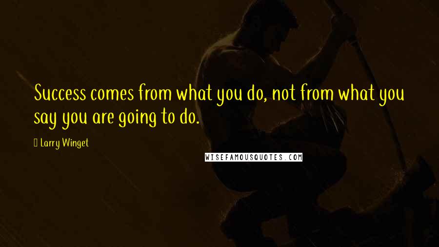 Larry Winget Quotes: Success comes from what you do, not from what you say you are going to do.