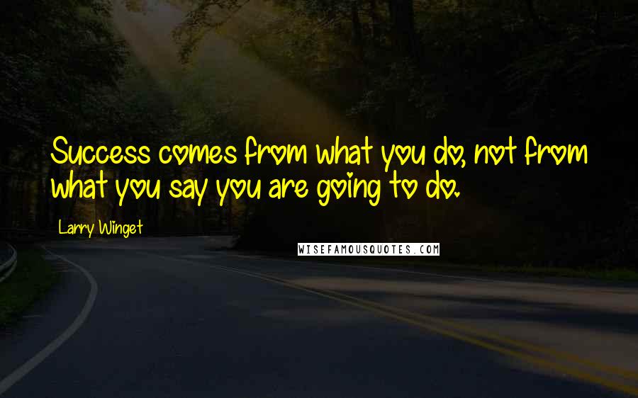 Larry Winget Quotes: Success comes from what you do, not from what you say you are going to do.