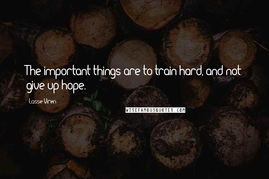 Lasse Viren Quotes: The important things are to train hard, and not give up hope.