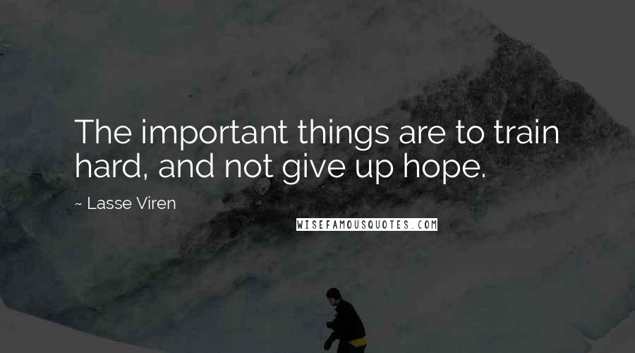 Lasse Viren Quotes: The important things are to train hard, and not give up hope.