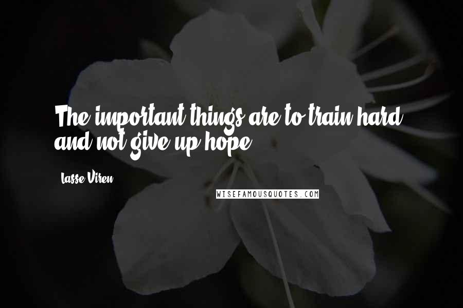 Lasse Viren Quotes: The important things are to train hard, and not give up hope.