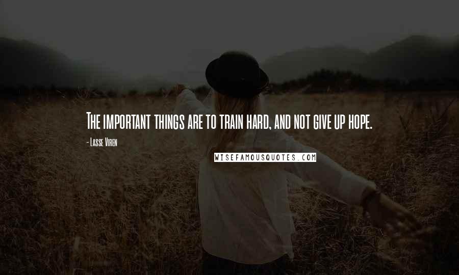 Lasse Viren Quotes: The important things are to train hard, and not give up hope.