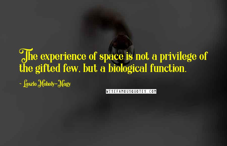 Laszlo Moholy-Nagy Quotes: The experience of space is not a privilege of the gifted few, but a biological function.