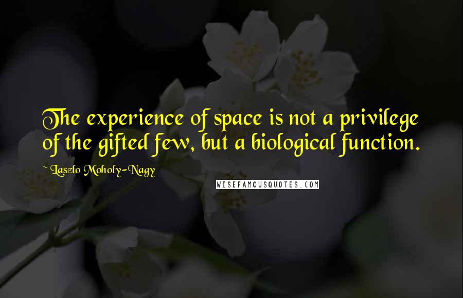 Laszlo Moholy-Nagy Quotes: The experience of space is not a privilege of the gifted few, but a biological function.