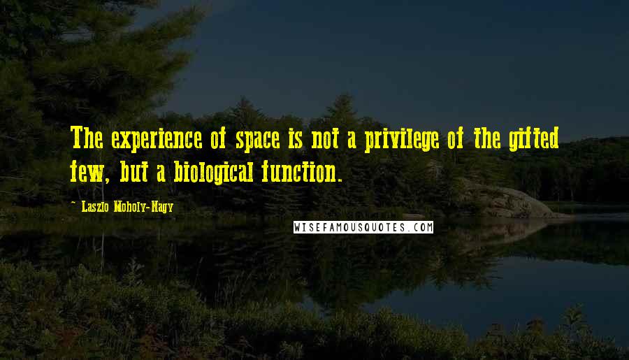 Laszlo Moholy-Nagy Quotes: The experience of space is not a privilege of the gifted few, but a biological function.