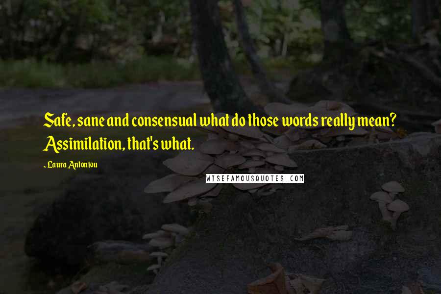 Laura Antoniou Quotes: Safe, sane and consensual what do those words really mean? Assimilation, that's what.