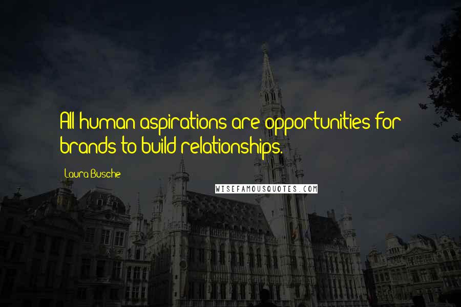 Laura Busche Quotes: All human aspirations are opportunities for brands to build relationships.