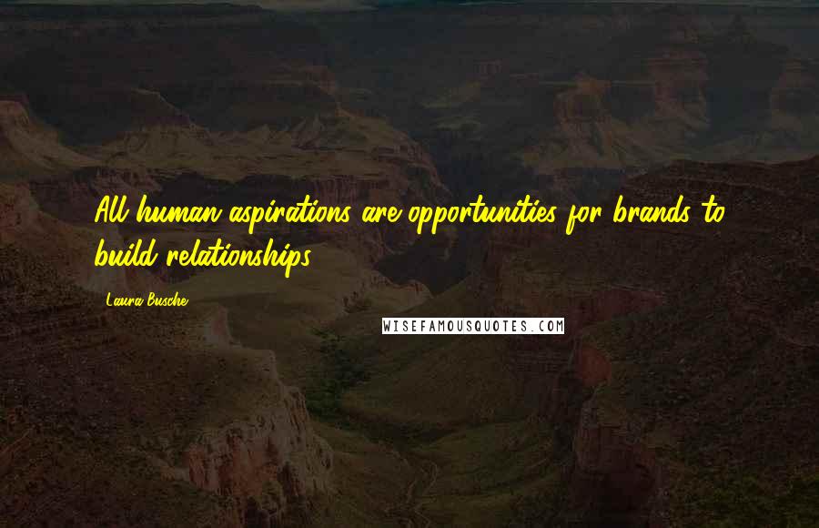 Laura Busche Quotes: All human aspirations are opportunities for brands to build relationships.