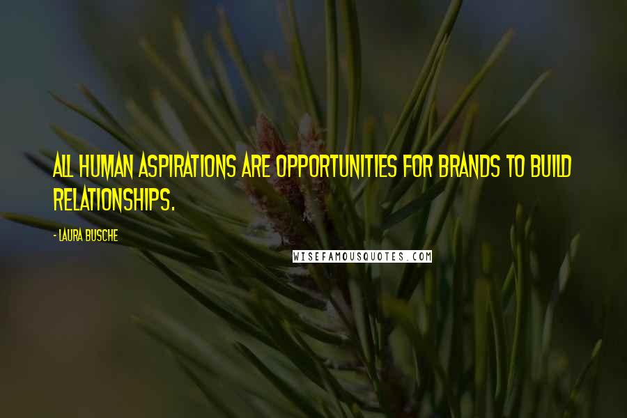 Laura Busche Quotes: All human aspirations are opportunities for brands to build relationships.