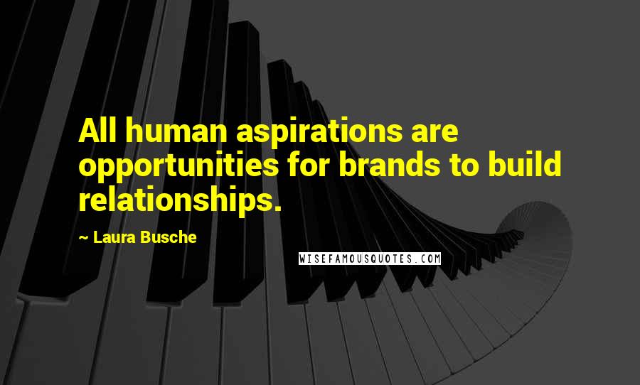 Laura Busche Quotes: All human aspirations are opportunities for brands to build relationships.