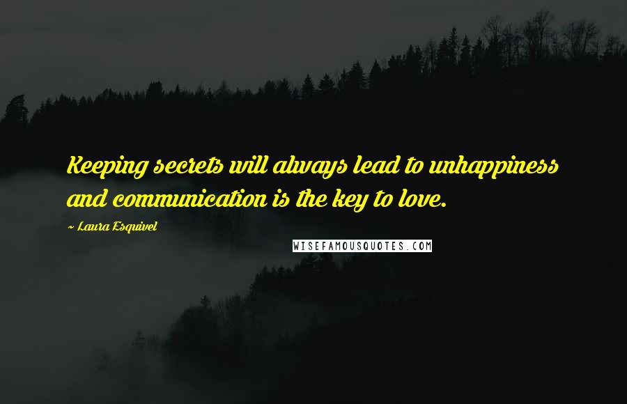 Laura Esquivel Quotes: Keeping secrets will always lead to unhappiness and communication is the key to love.