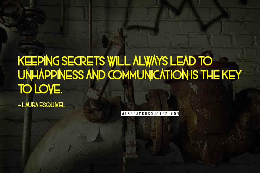 Laura Esquivel Quotes: Keeping secrets will always lead to unhappiness and communication is the key to love.
