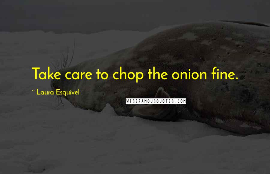 Laura Esquivel Quotes: Take care to chop the onion fine.