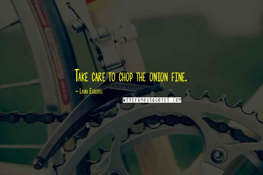 Laura Esquivel Quotes: Take care to chop the onion fine.