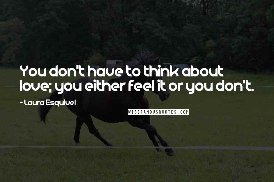 Laura Esquivel Quotes: You don't have to think about love; you either feel it or you don't.