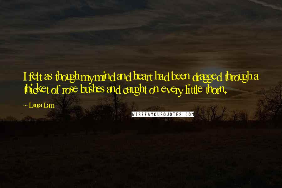 Laura Lam Quotes: I felt as though my mind and heart had been dragged through a thicket of rose bushes and caught on every little thorn.