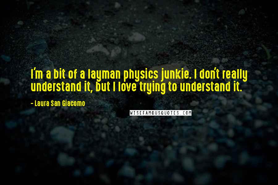 Laura San Giacomo Quotes: I'm a bit of a layman physics junkie. I don't really understand it, but I love trying to understand it.