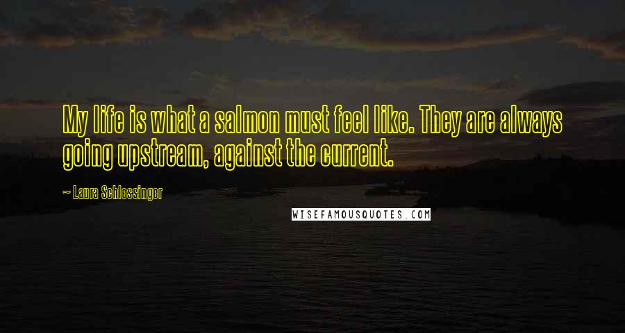 Laura Schlessinger Quotes: My life is what a salmon must feel like. They are always going upstream, against the current.