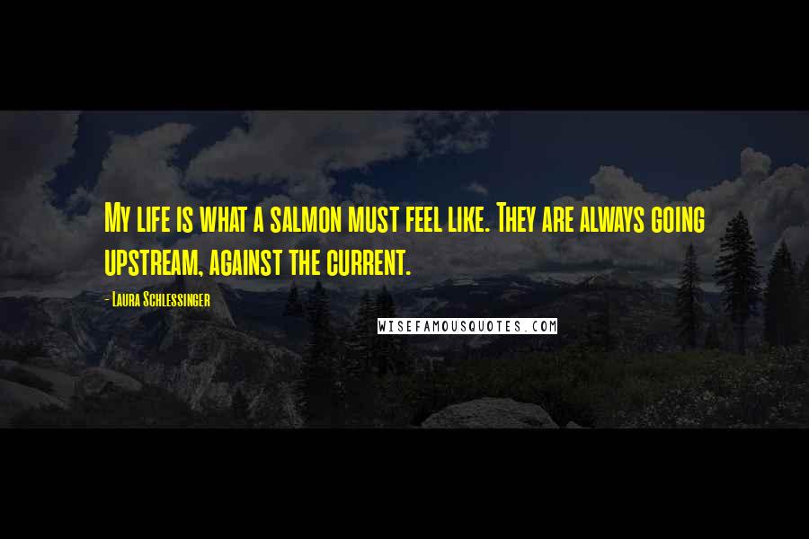 Laura Schlessinger Quotes: My life is what a salmon must feel like. They are always going upstream, against the current.