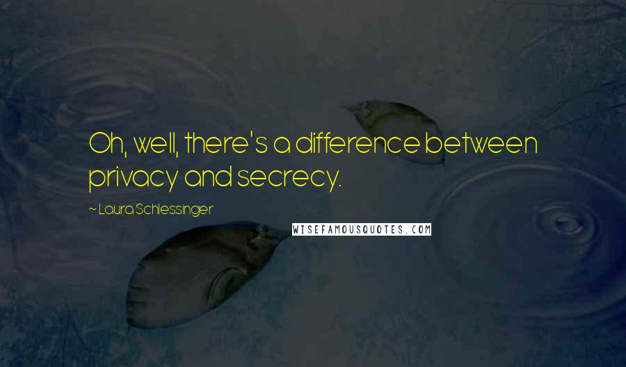 Laura Schlessinger Quotes: Oh, well, there's a difference between privacy and secrecy.