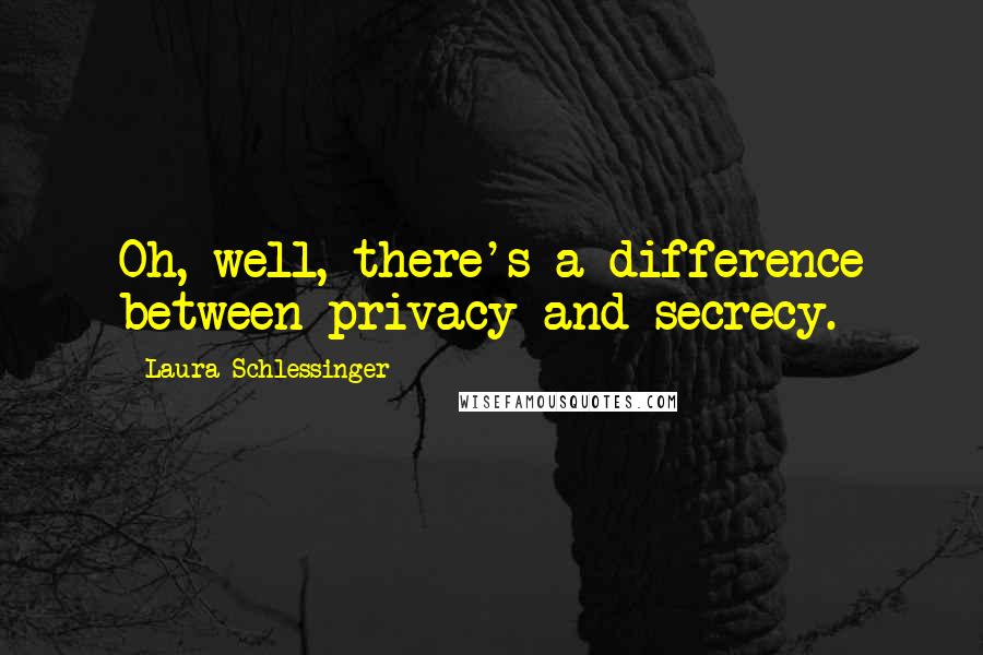 Laura Schlessinger Quotes: Oh, well, there's a difference between privacy and secrecy.