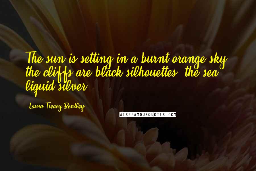 Laura Treacy Bentley Quotes: The sun is setting in a burnt orange sky; the cliffs are black silhouettes; the sea, liquid silver.