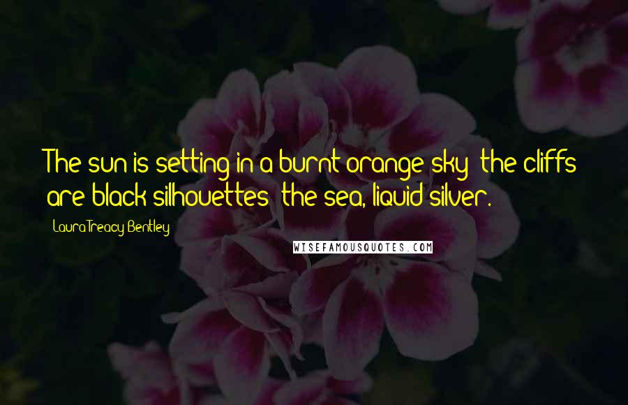 Laura Treacy Bentley Quotes: The sun is setting in a burnt orange sky; the cliffs are black silhouettes; the sea, liquid silver.