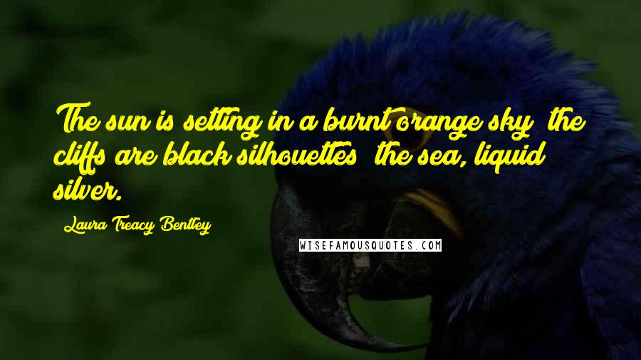 Laura Treacy Bentley Quotes: The sun is setting in a burnt orange sky; the cliffs are black silhouettes; the sea, liquid silver.
