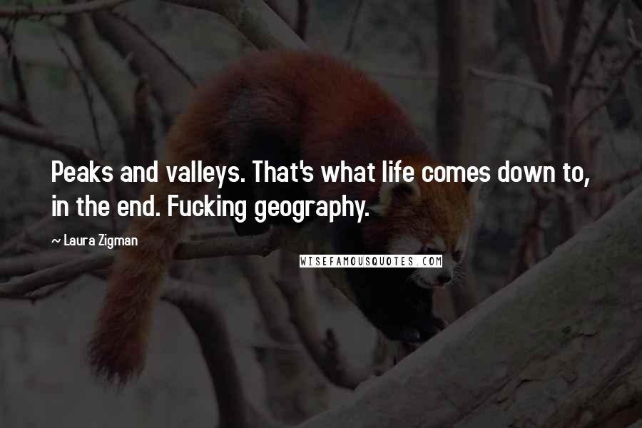 Laura Zigman Quotes: Peaks and valleys. That's what life comes down to, in the end. Fucking geography.