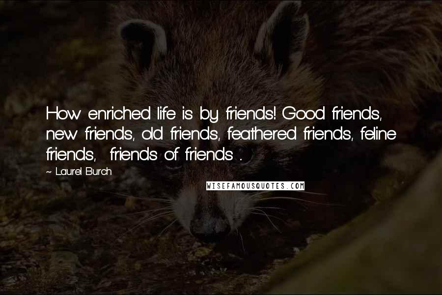 Laurel Burch Quotes: How enriched life is by friends! Good friends, new friends, old friends, feathered friends, feline friends, friends of friends ...