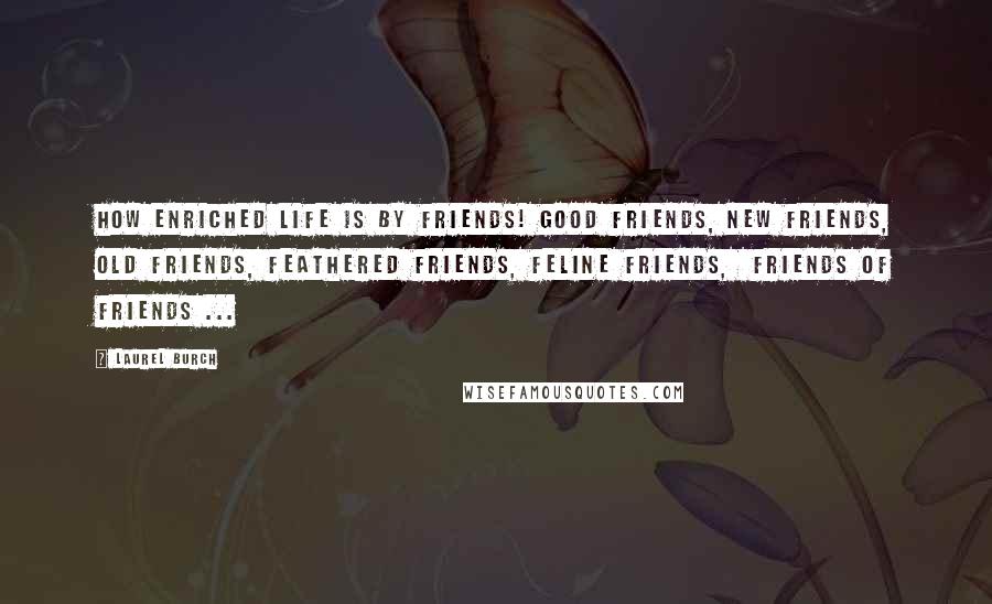 Laurel Burch Quotes: How enriched life is by friends! Good friends, new friends, old friends, feathered friends, feline friends, friends of friends ...