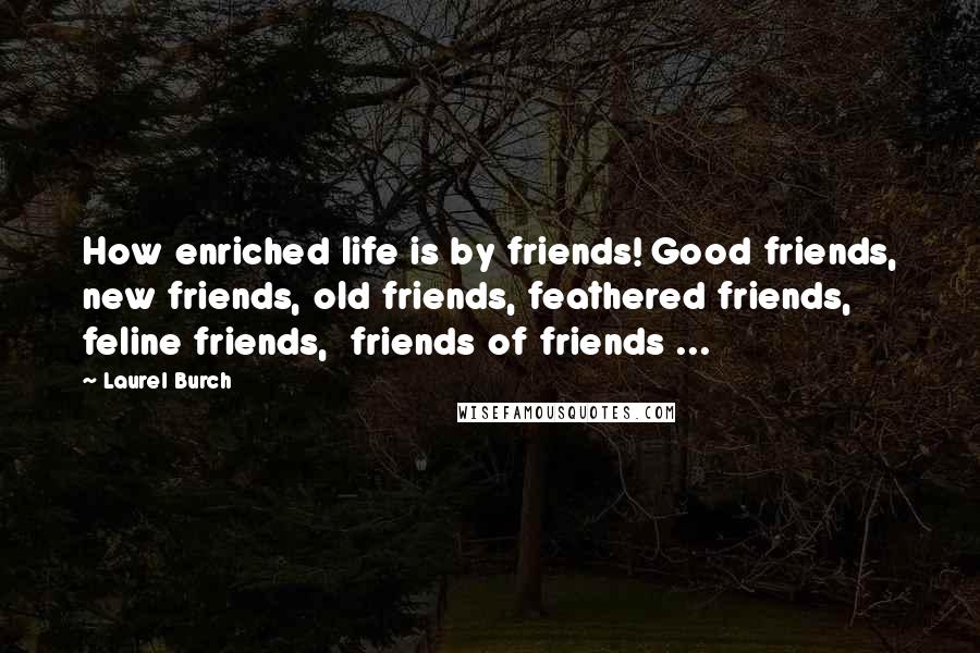 Laurel Burch Quotes: How enriched life is by friends! Good friends, new friends, old friends, feathered friends, feline friends, friends of friends ...