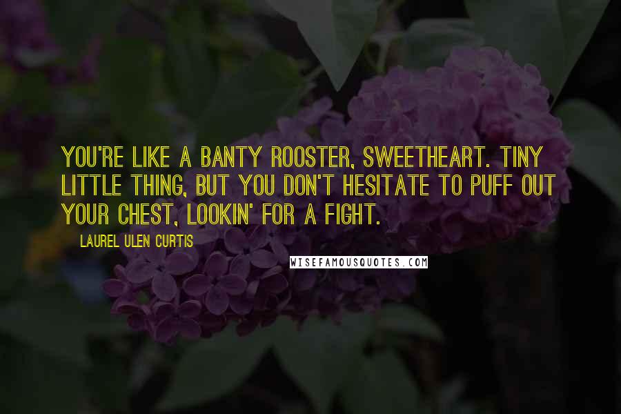 Laurel Ulen Curtis Quotes: You're like a Banty Rooster, sweetheart. Tiny little thing, but you don't hesitate to puff out your chest, lookin' for a fight.