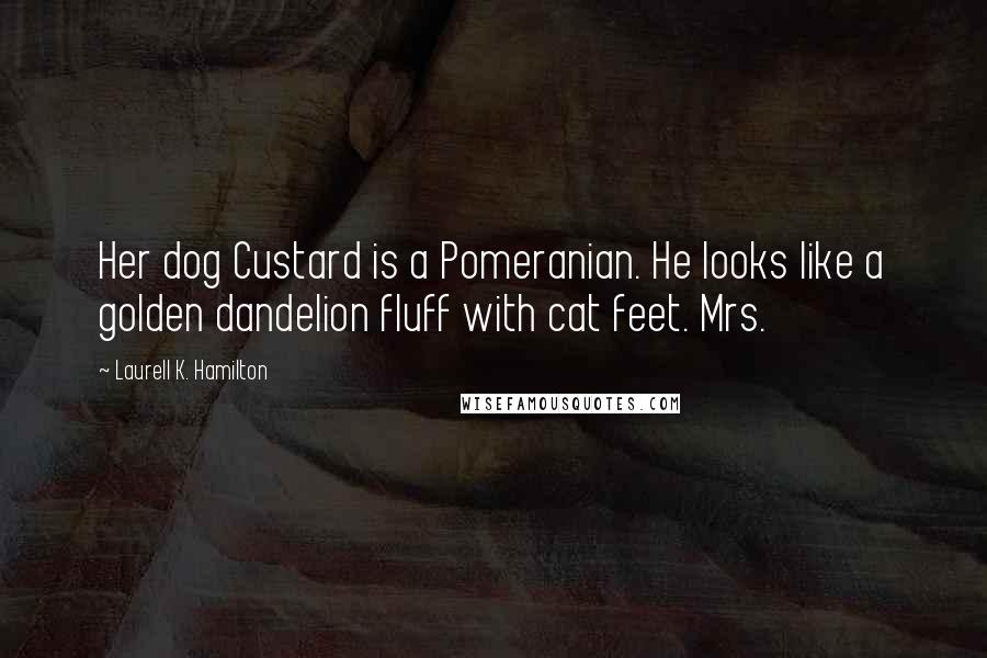 Laurell K. Hamilton Quotes: Her dog Custard is a Pomeranian. He looks like a golden dandelion fluff with cat feet. Mrs.