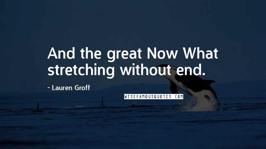 Lauren Groff Quotes: And the great Now What stretching without end.