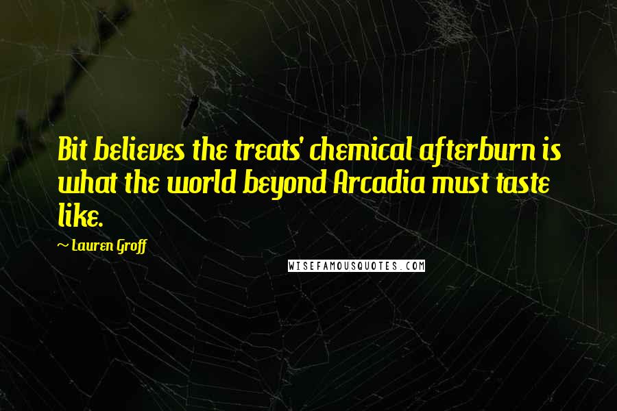 Lauren Groff Quotes: Bit believes the treats' chemical afterburn is what the world beyond Arcadia must taste like.