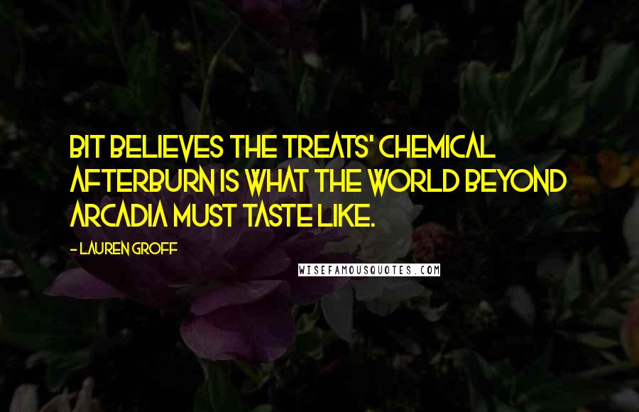 Lauren Groff Quotes: Bit believes the treats' chemical afterburn is what the world beyond Arcadia must taste like.