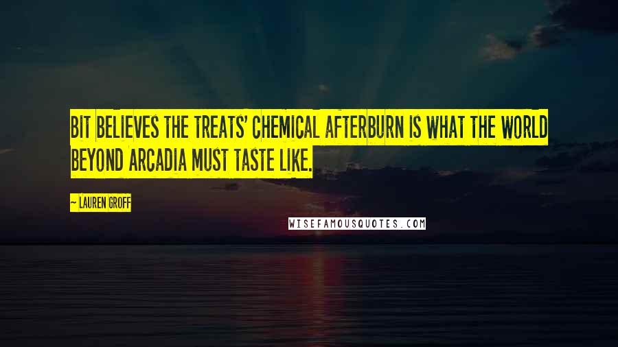 Lauren Groff Quotes: Bit believes the treats' chemical afterburn is what the world beyond Arcadia must taste like.