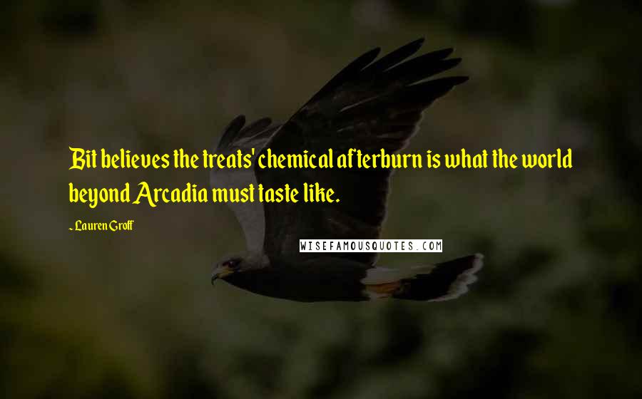 Lauren Groff Quotes: Bit believes the treats' chemical afterburn is what the world beyond Arcadia must taste like.