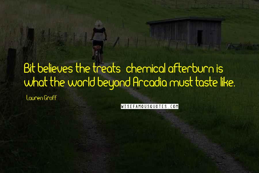 Lauren Groff Quotes: Bit believes the treats' chemical afterburn is what the world beyond Arcadia must taste like.