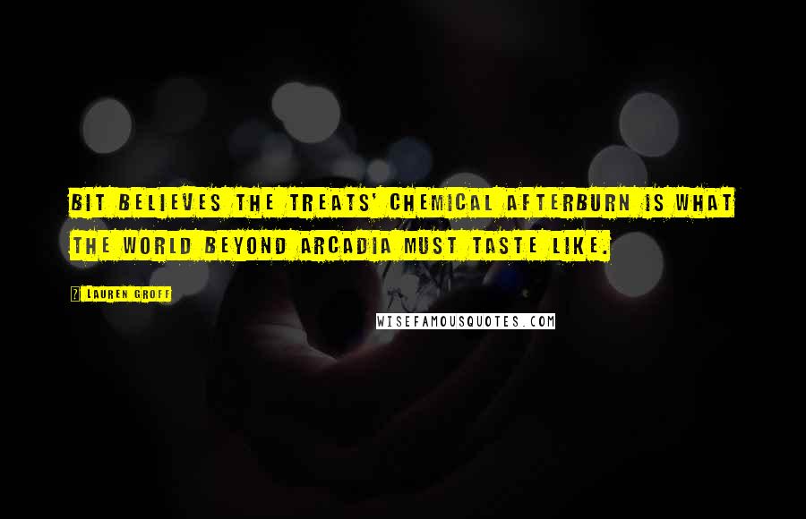 Lauren Groff Quotes: Bit believes the treats' chemical afterburn is what the world beyond Arcadia must taste like.