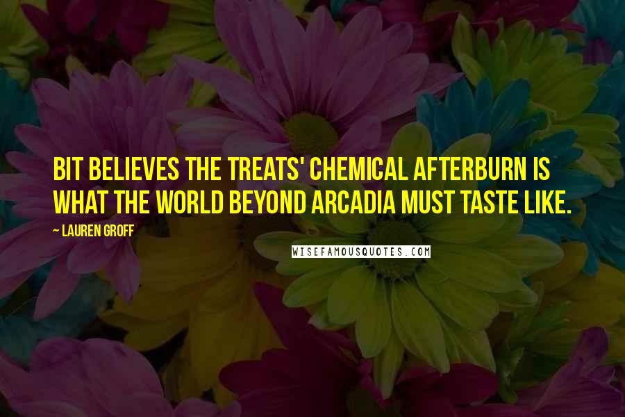 Lauren Groff Quotes: Bit believes the treats' chemical afterburn is what the world beyond Arcadia must taste like.