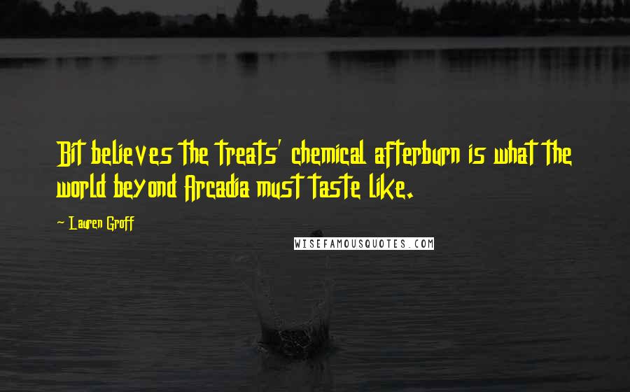 Lauren Groff Quotes: Bit believes the treats' chemical afterburn is what the world beyond Arcadia must taste like.