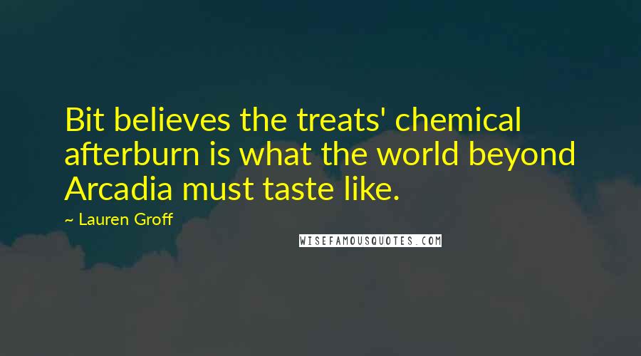 Lauren Groff Quotes: Bit believes the treats' chemical afterburn is what the world beyond Arcadia must taste like.