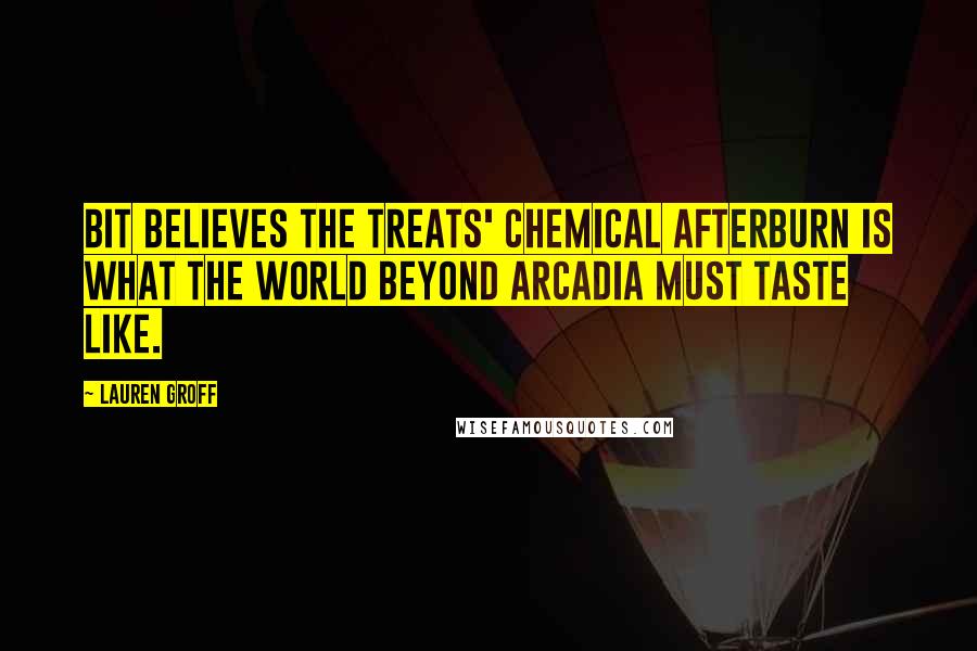 Lauren Groff Quotes: Bit believes the treats' chemical afterburn is what the world beyond Arcadia must taste like.