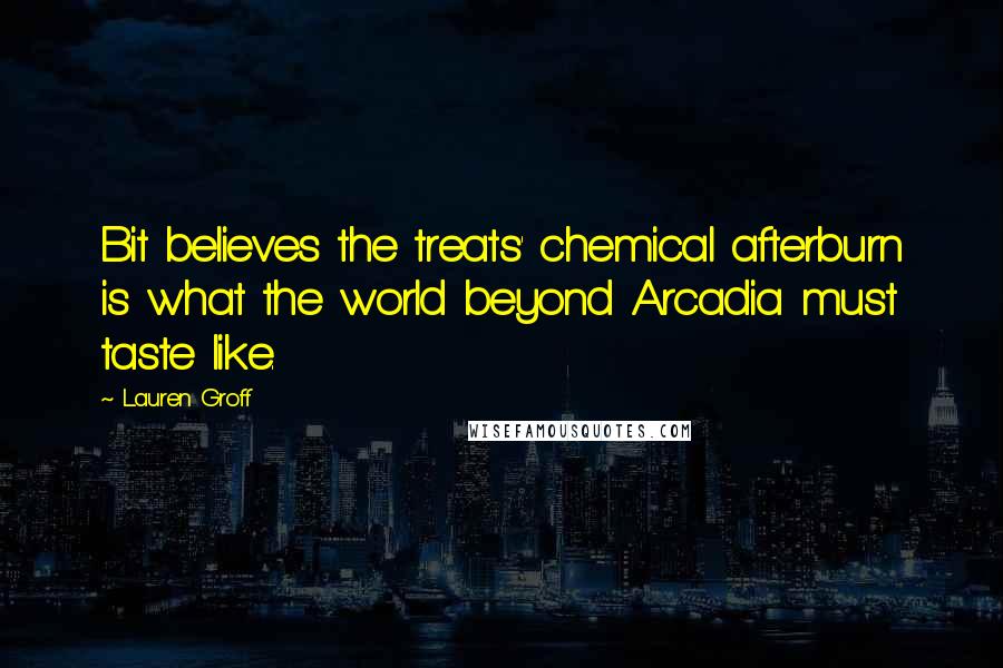 Lauren Groff Quotes: Bit believes the treats' chemical afterburn is what the world beyond Arcadia must taste like.