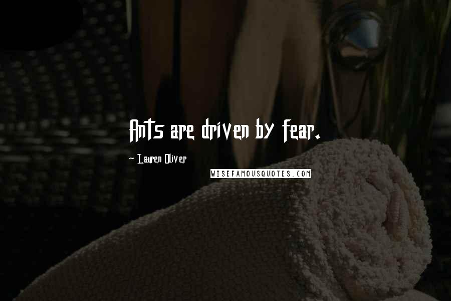 Lauren Oliver Quotes: Ants are driven by fear.